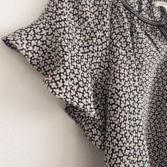 Boho Prairie Peasant Ruffle Blouse w/ Flutter Sleeves Max Studio Size M - Picture 5 of 13